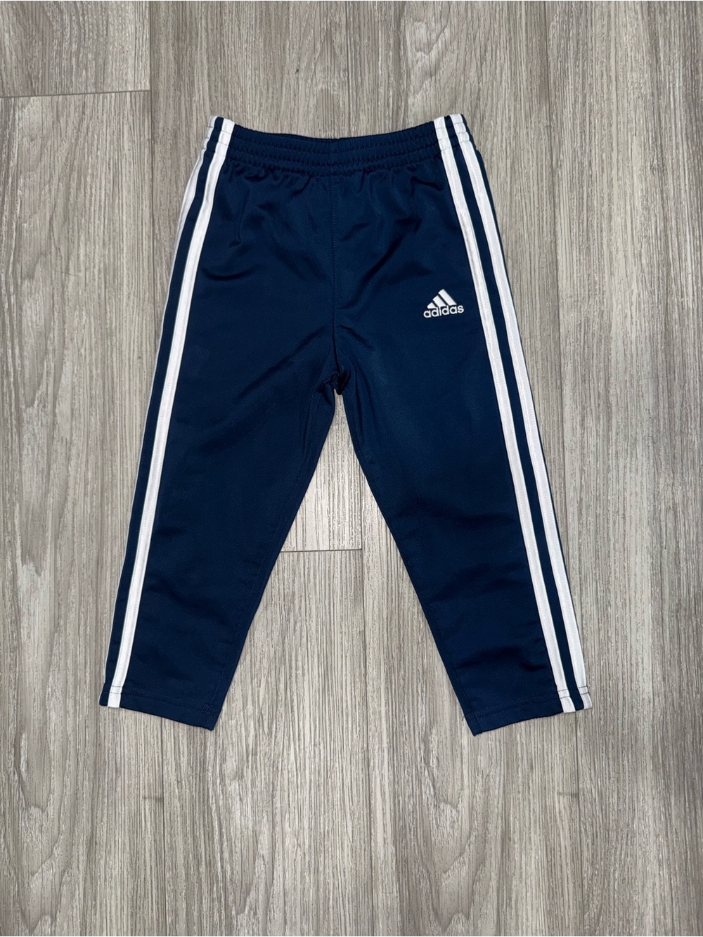 adidas Kids Navy Track Pants with White Stripes